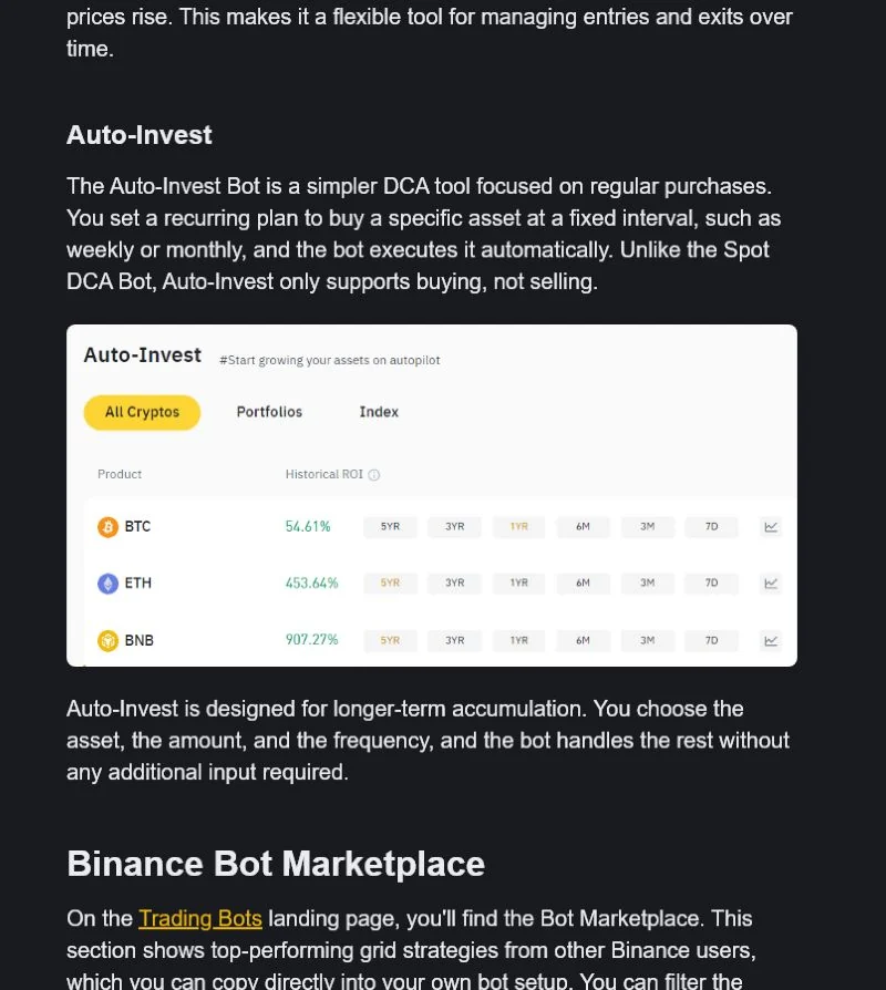Binance Academy Auto-Invest 公開產品示例