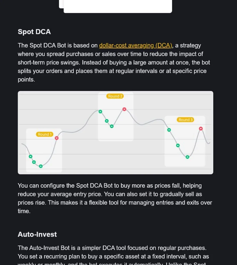 Binance Academy Spot DCA 分批執行示意圖